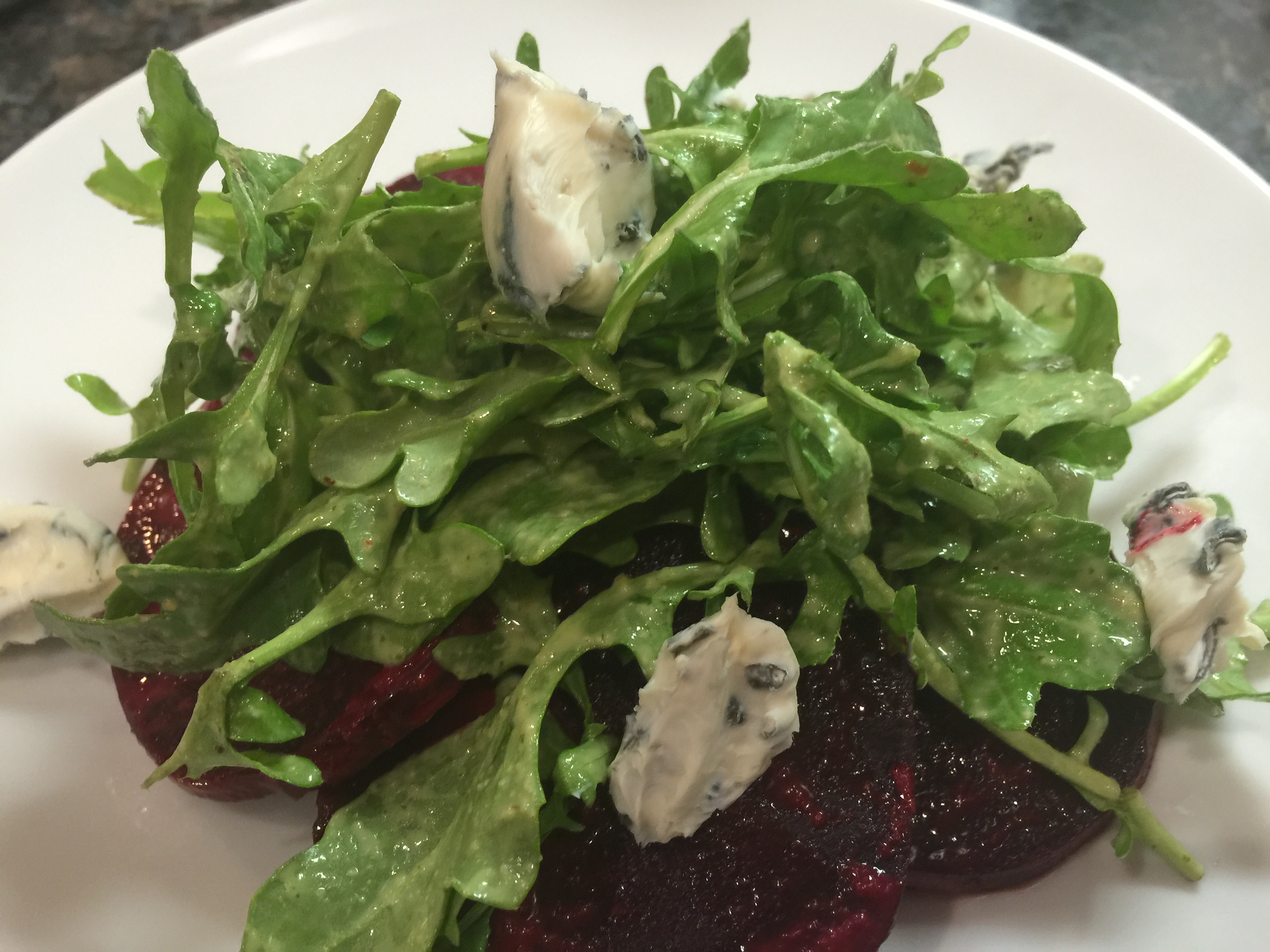 Roasted Beet Salad with Arugula and Blue Cheese