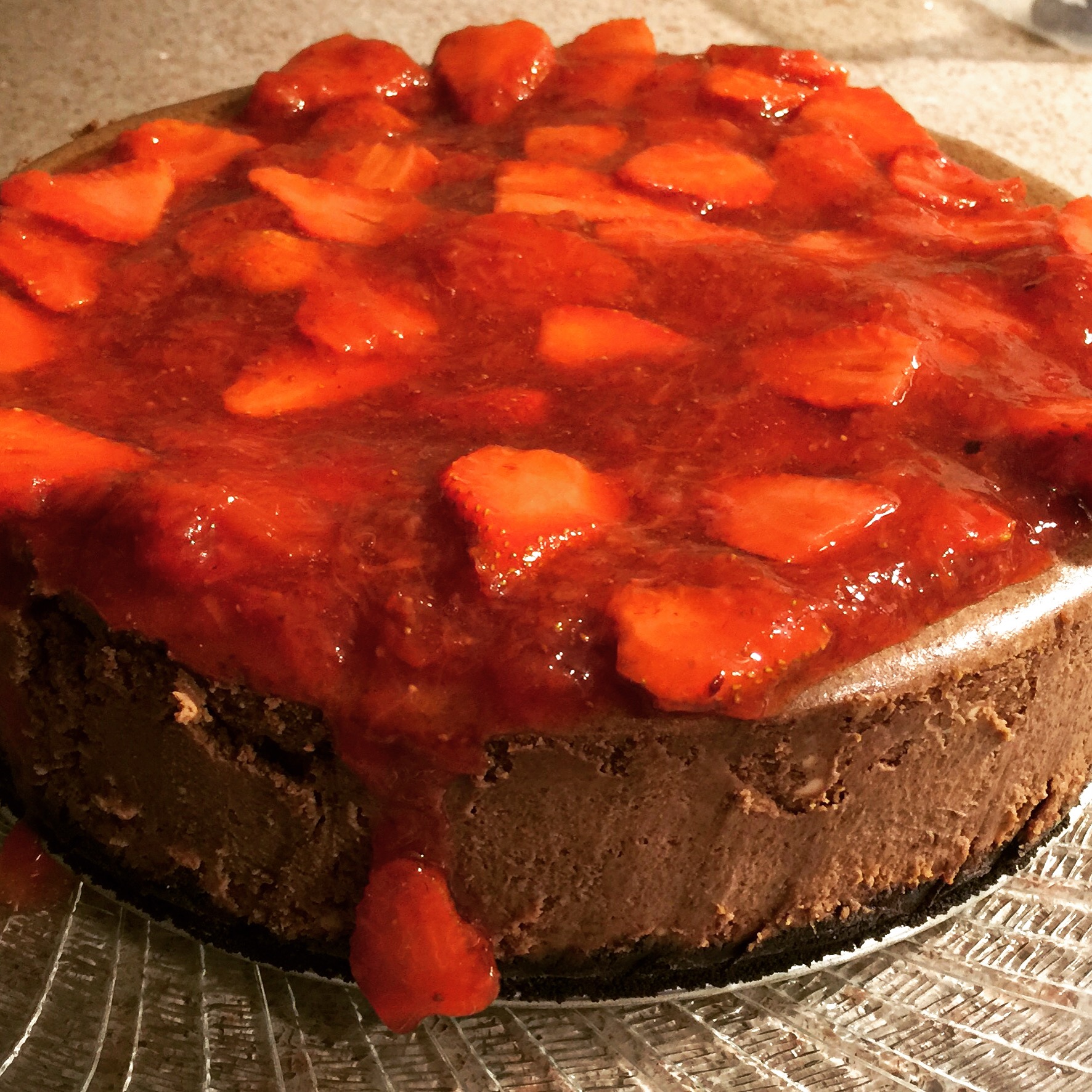 Chocolate Cheesecake with Fresh Strawberries