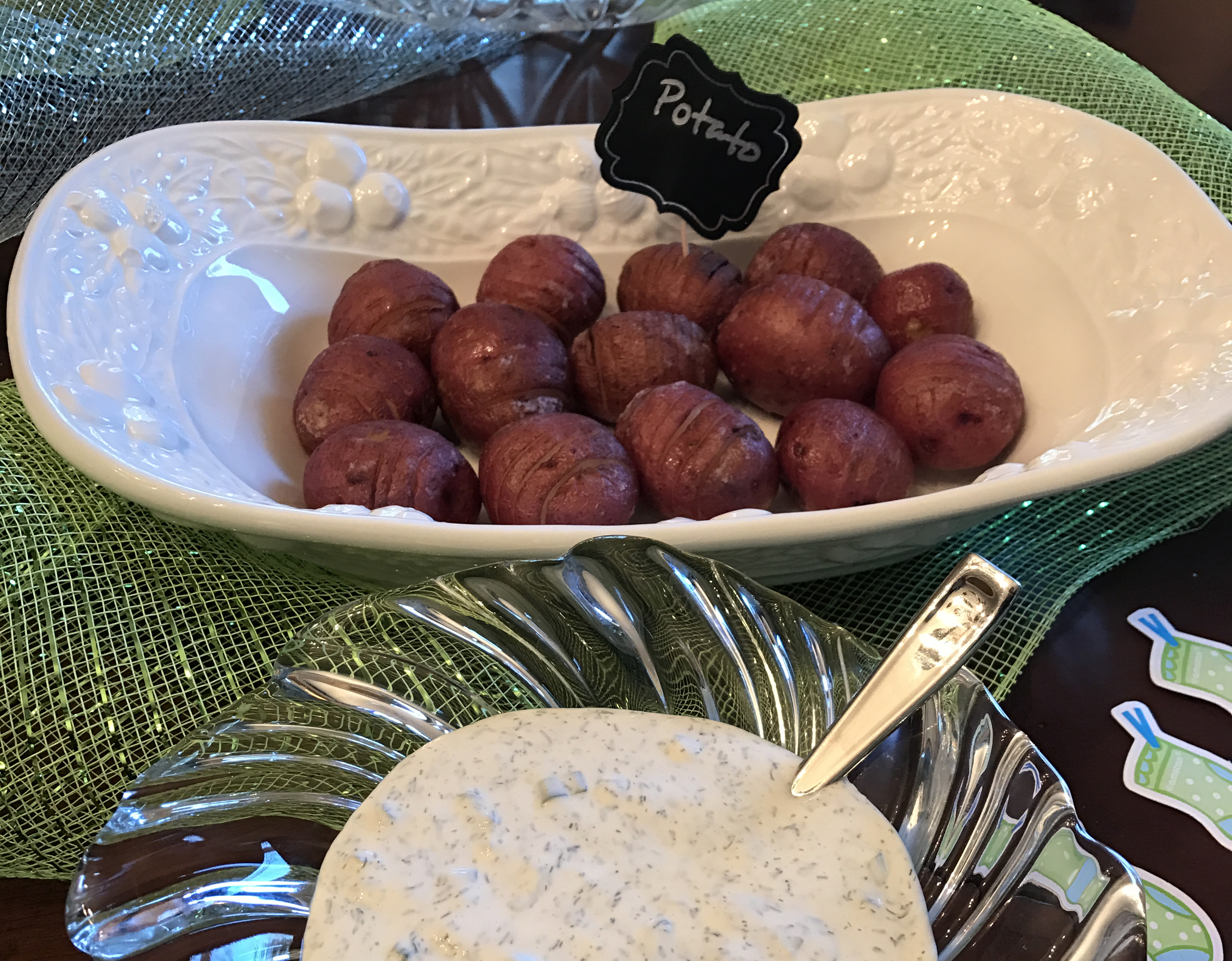 Hasselback Potatoes with Dill Sauce